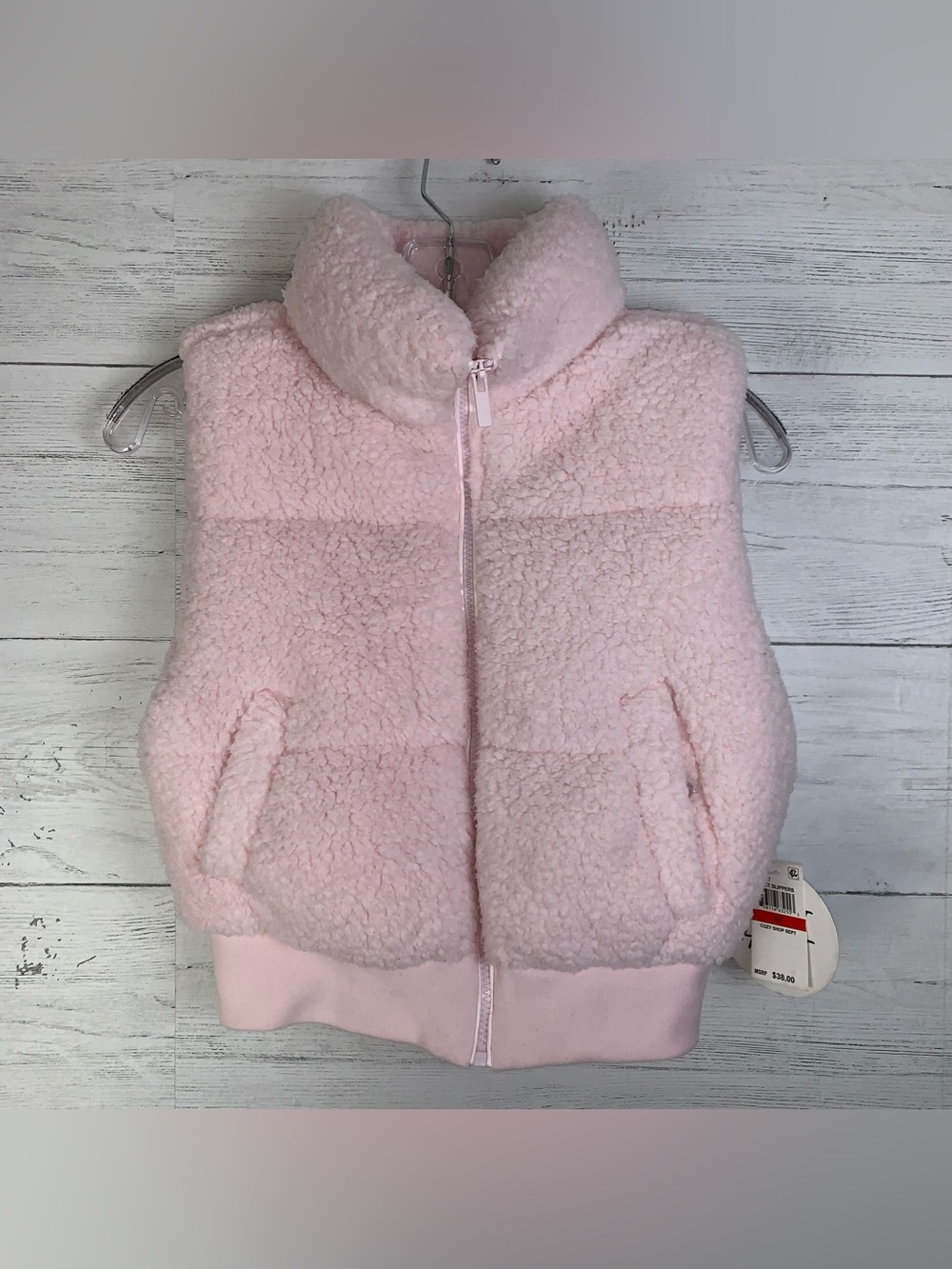Planet Heart rose Sherpa Puffer Vest Jacket Juniors' X-Small NWT